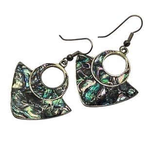 Vintage Abalone Alpaca Silver Earrings